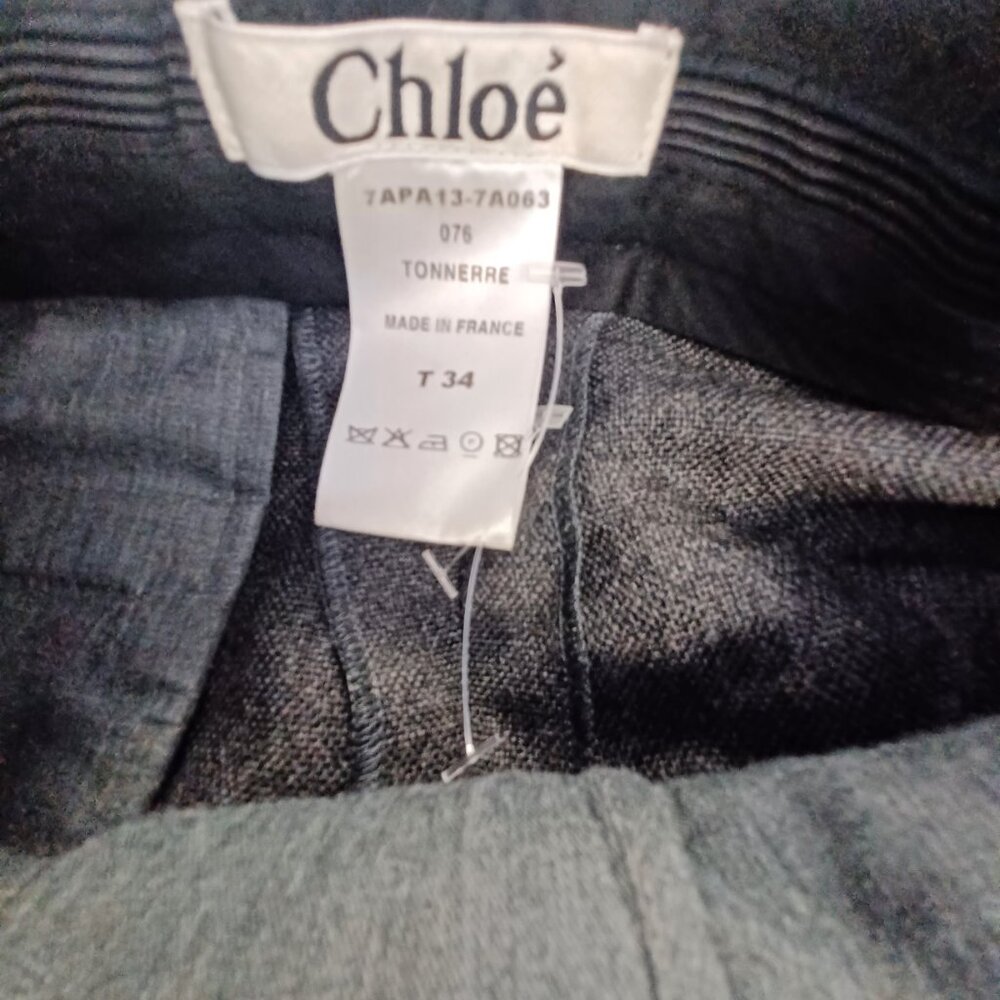 CHLOE BOOT CUT CHARCOAL GRAY WOOL DRESS TROUSERS PANTS SIZE EU 34 - Picture 5 of 6